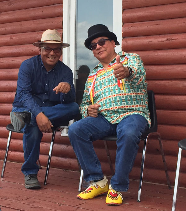 Floyd Favel, curator of the Poundmaker Cree Nation museum, and band councillor Milton Tootoosis, on the opening day of the Poundmaker museum’s exhibit, which hosted some of Chief Poundmaker’s belongings. 